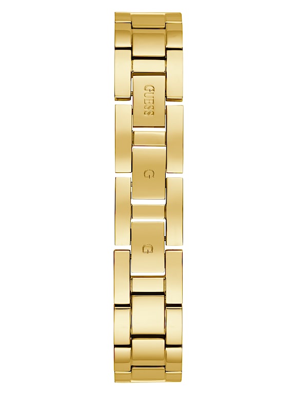 GUESS® Gold-Tone Crystal Curb Chain Analog Watch
