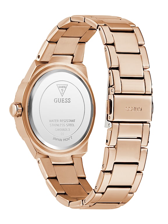 GUESS® Rose Gold-Tone and Pink Analog Watch