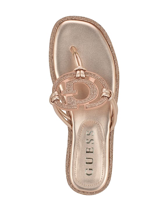 (取寄) ゲス レディース  GUESS women Saima Light Pink Crystal GUESS® Saima Rhinestone Signature Sandals