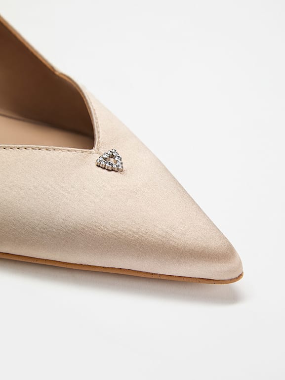 Chaussures Guess à Talons Compensés - Satin Noir, Doré, Pointure 6.5 - Occasion