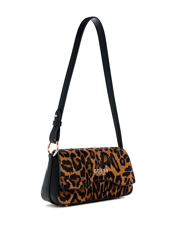 GUESS® Domitilla Leopard Fold-Over Flap Shoulder Bag