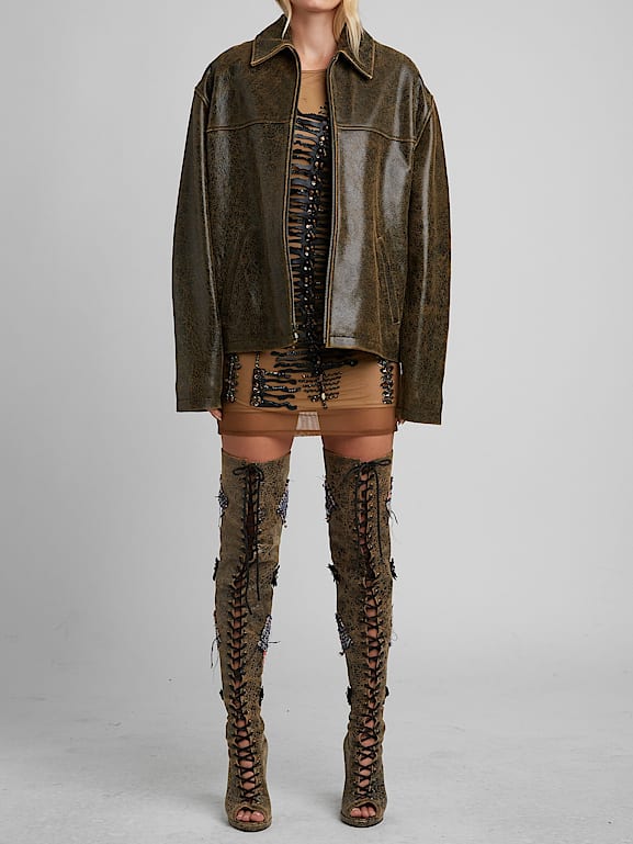 GUESS® Cracked Leather Jacket