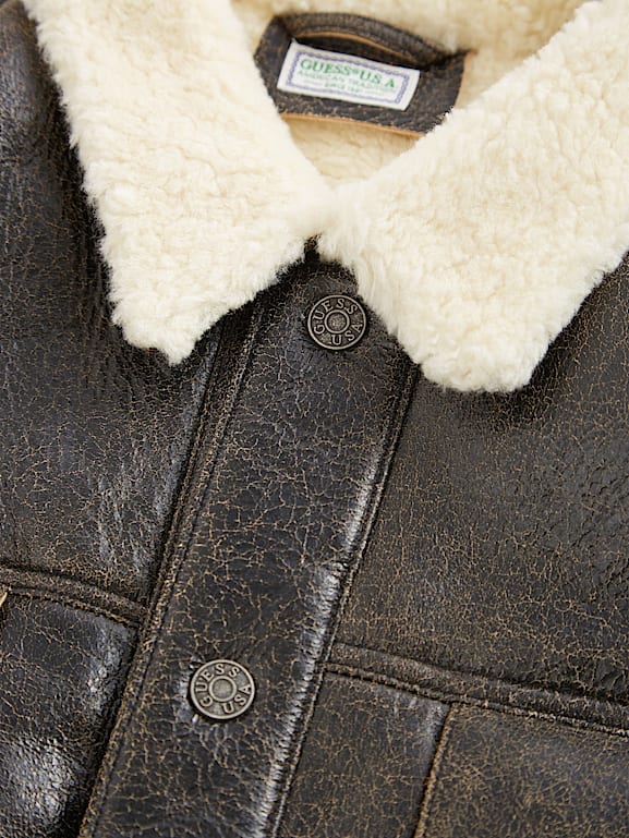 GUESS® sherpa leather trucker jacket