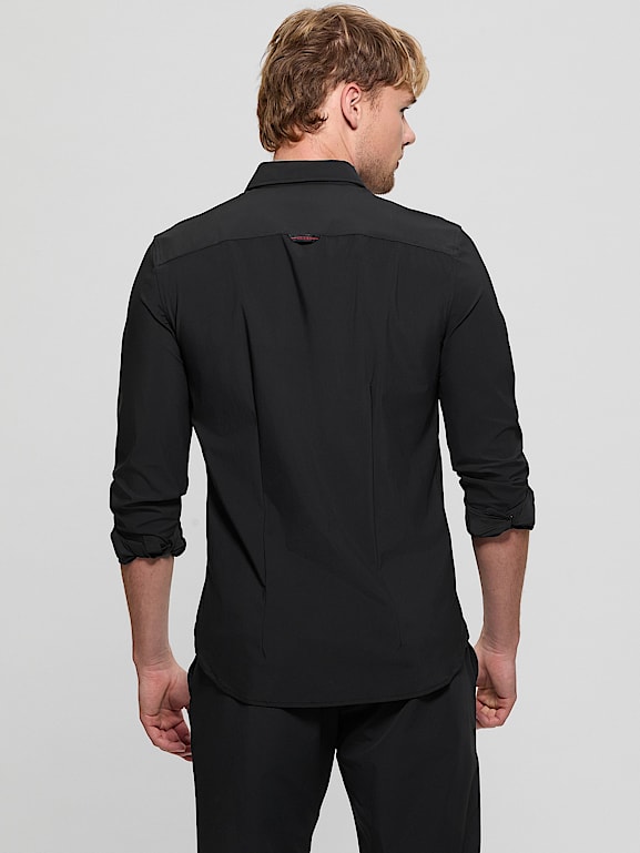 GUESS Men's Eco Long Sleeve Sunset Shirt - Button-Down Collar With Recycled Cotton