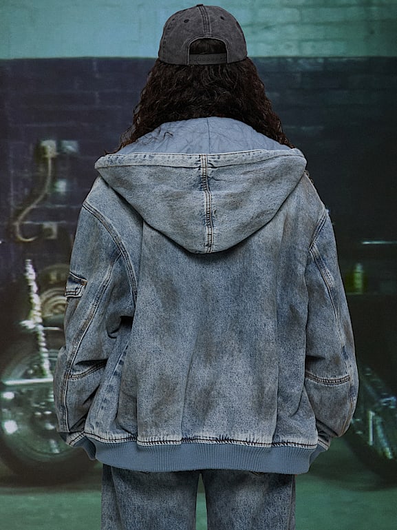 STONE Hoodied Denim Jacket Sサイズ DENIM HOODED JACKET IN STONE