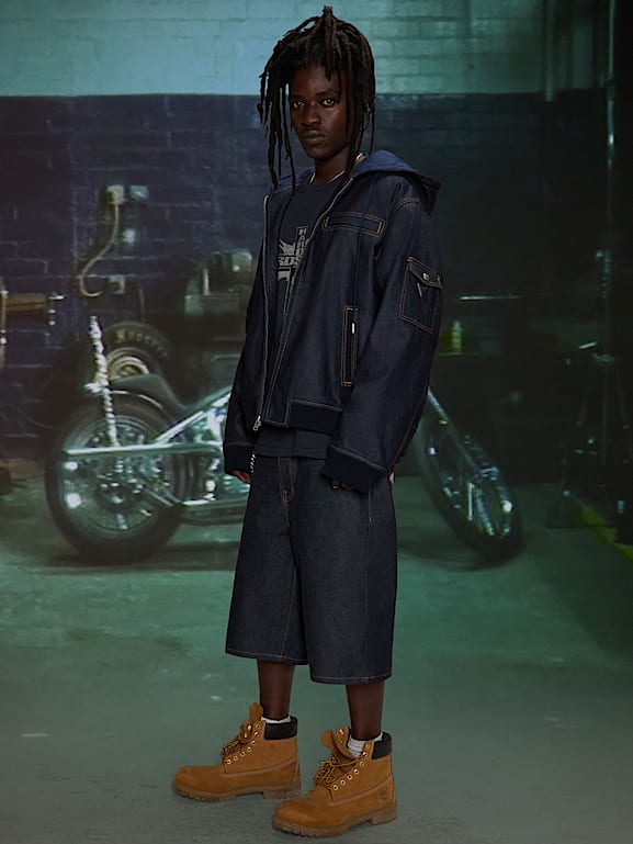 GUESS® HARDSTONE Raw Denim Hooded Jacket