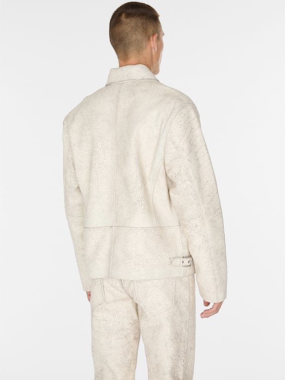 GUESS® crackle leather zip jacket