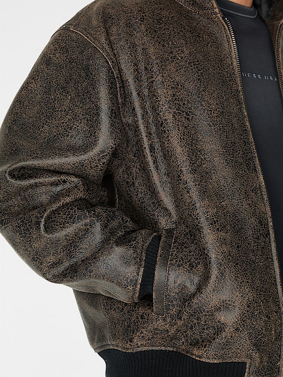 GUESS® crackle leather hoodie