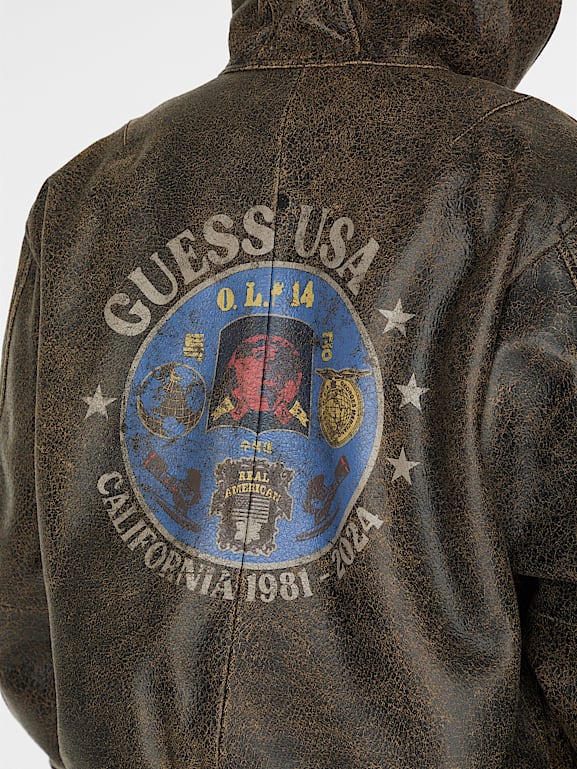 GUESS® crackle leather hoodie