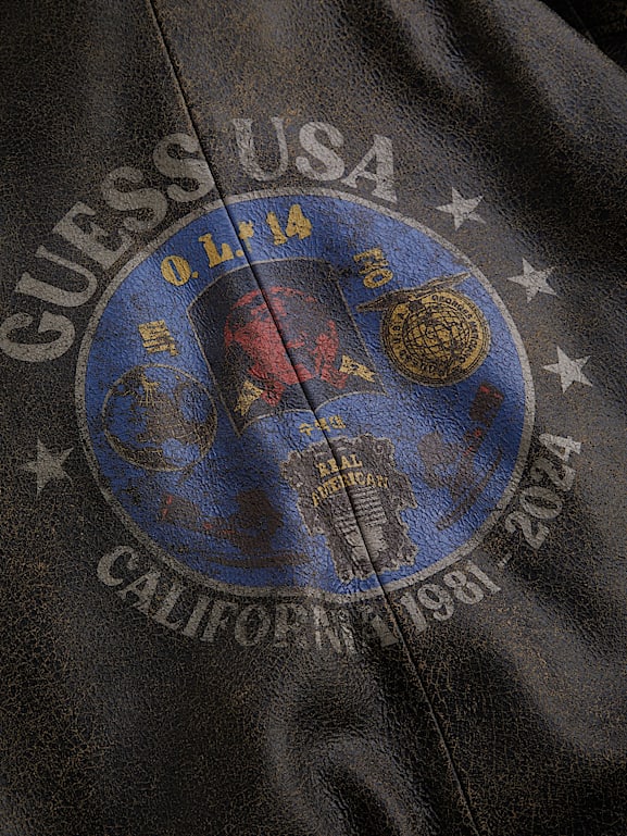 GUESS® crackle leather hoodie