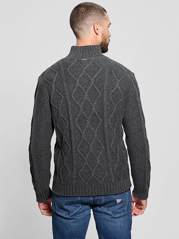 GUESS® Diamond Cable-Knit Half-Zip Sweater