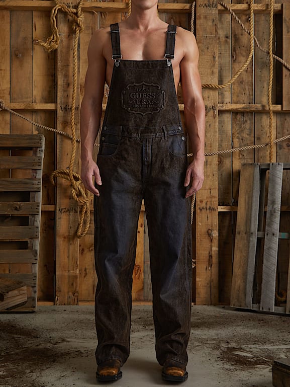 GUESS® flocked denim overalls