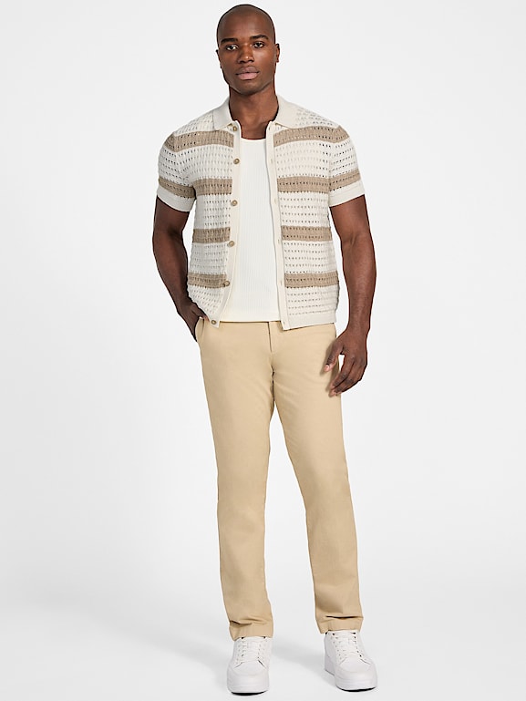 GUESS® Eco Joshua Striped Crochet Shirt