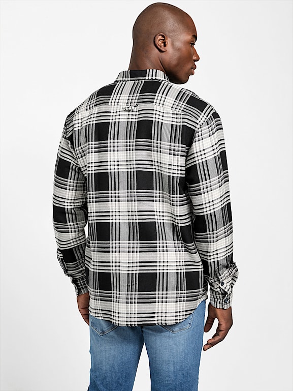 Chemise GUESS Los Angeles à Carreaux - Manches Longues, Col Boutonné, Coton, Taille L, Occasion TB