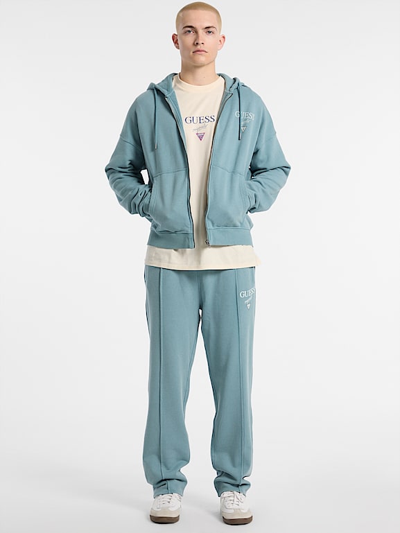 Guess Jeans Originals Garment Dyed Zip-Up Hoodie Turquoise Xs