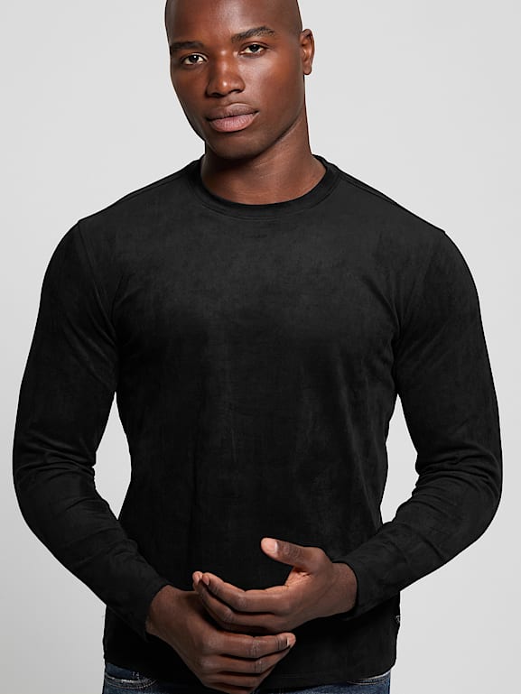 GUESS® Garrett Knit Faux-Suede Crewneck