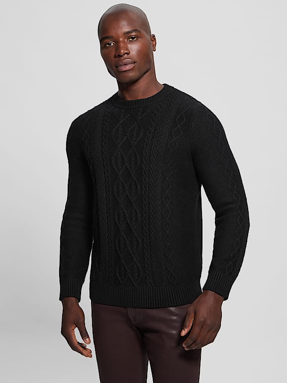 GUESS® Eco Noah Crewneck Celtic Cable-Knit Sweater