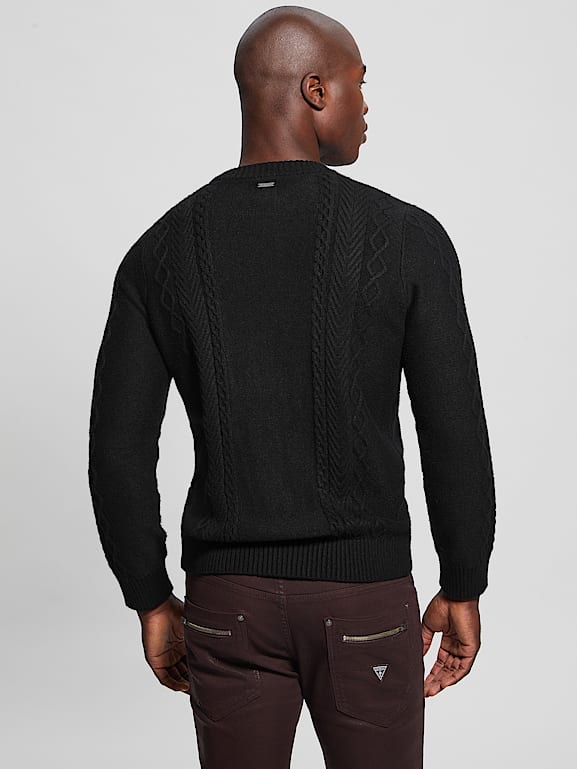 GUESS® Eco Noah Crewneck Celtic Cable-Knit Sweater