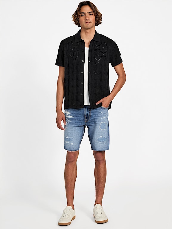 GUESS® Eco Wyatt Distressed Denim Shorts