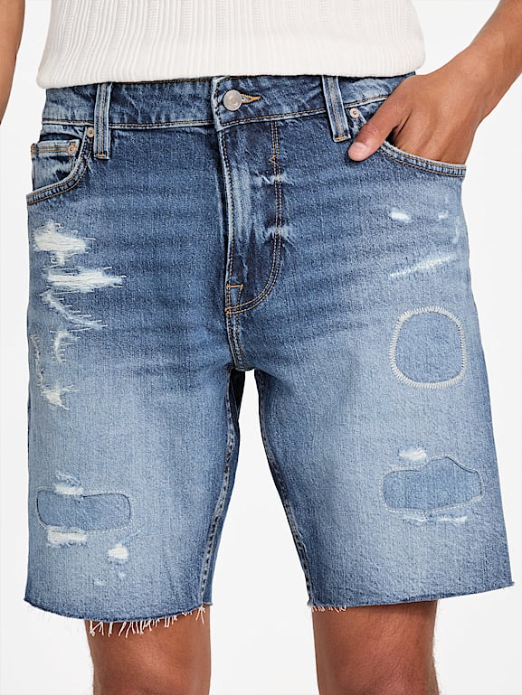 GUESS® Eco Wyatt Distressed Denim Shorts