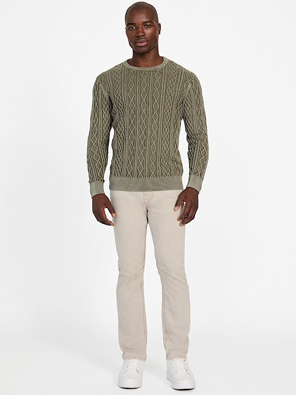 GUESS® Herman Cable-Knit Washed Sweater