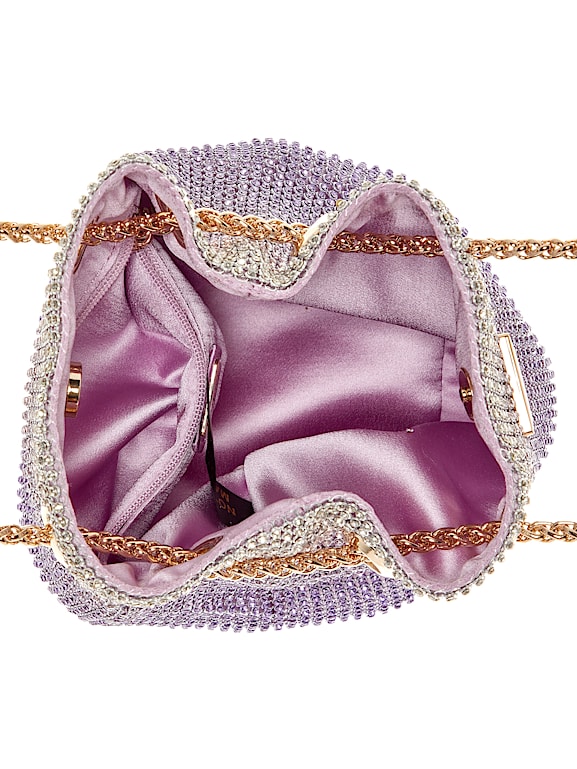 GUESS Zalina Mini Pouch Claret - Mini Sac De Soirée Avec Chaîne Ajustable Et Détails Scintillants