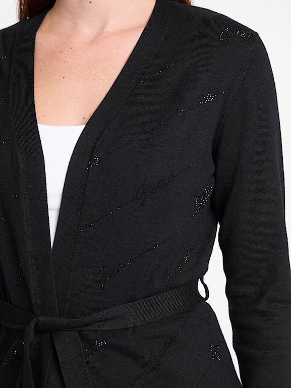 GUESS® Peggy Logo Rhinestone Cardigan