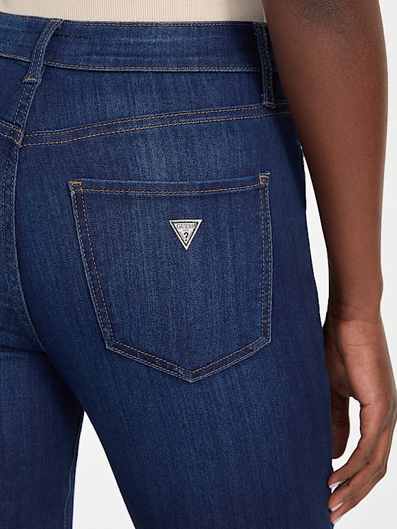 Pantalon Capri Femme Bleu Bonheur Taille 44 Bleu Marine - Denim Stretch Bas Lacé | Capri Décontracté Confortable