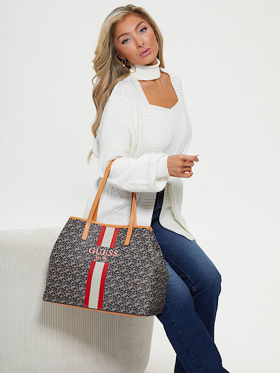 GUESS Damen Handtasche Vikky Large Tote – Elegante Umhängetasche Mit Logo-Print