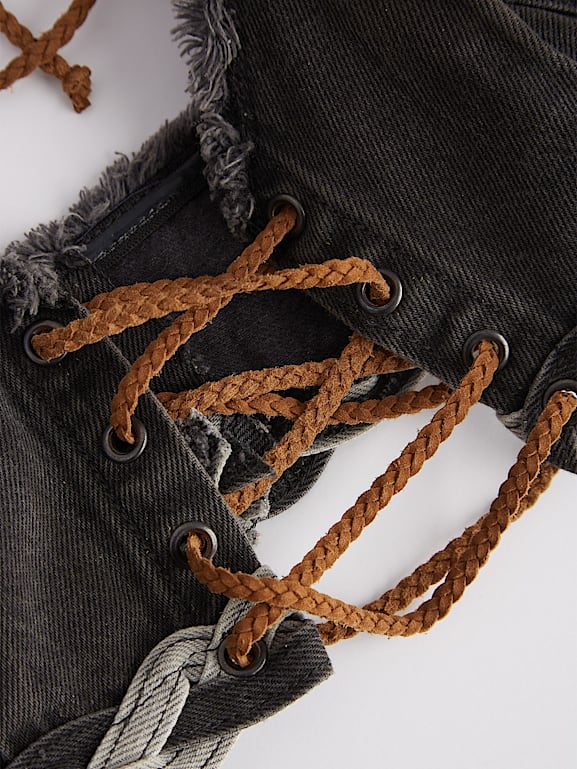 GUESS® Denim Lace-Up Bra Top