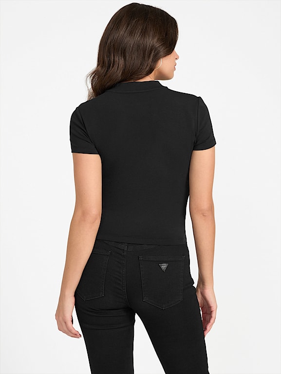 GUESS® Rhinestone Quattro G Mock-Neck Tee