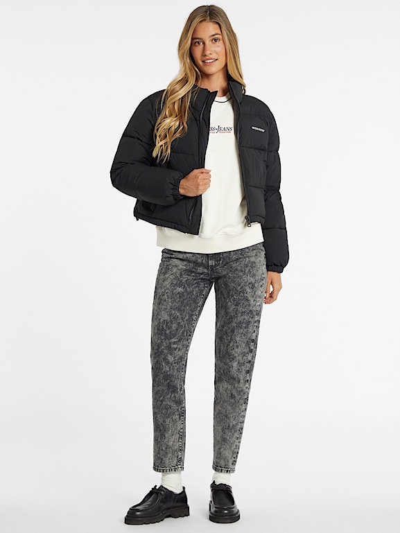Blouson Court Matelassé Fantaisie Guess Jeans Kaki - Taille M, Occasion Très Bon état, Décontracté