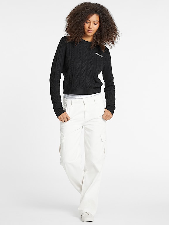 user_a244147e GUESS® Wool-Blend Cable-Knit Sweater