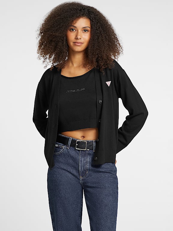 GUESS® Silk and Wool-Blend Mini Triangle Cardigan