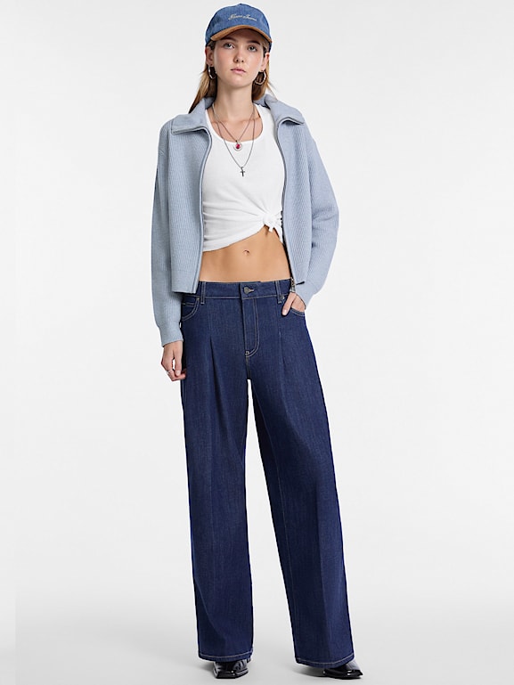 GUESS® G12 Pleated Extra Wide-Leg Jeans