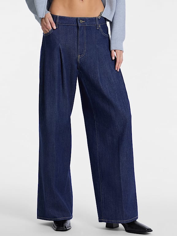 GUESS® G12 Pleated Extra Wide-Leg Jeans