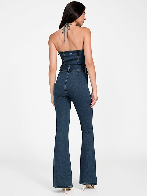 GUESS® Eco Rebel Halter Denim Jumpsuit