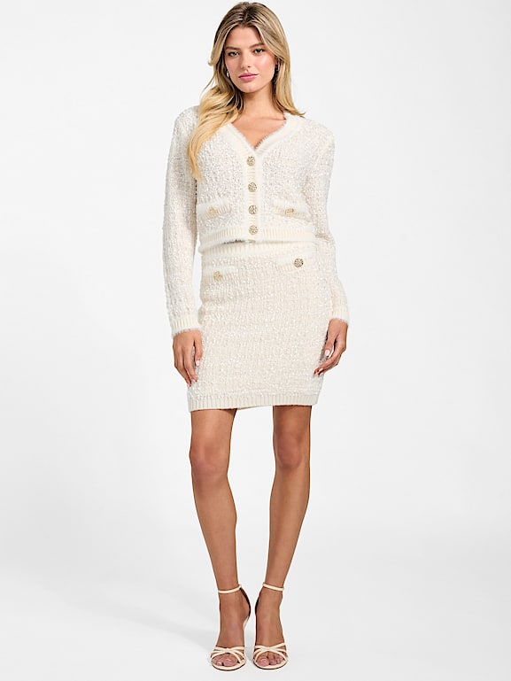 Mini-jupe GUESS En Lin-coton Vert - Taille 36 (W25) - Excellente état Occasion - Fermeture Pressions