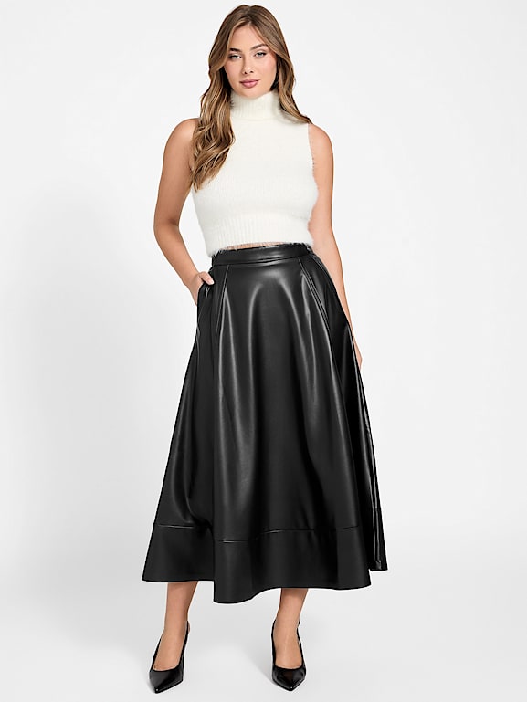 GUESS® Delores Faux-leather Circle Skirt