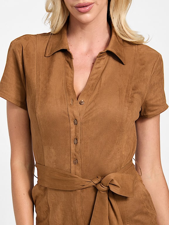 ワンピース guess CLARISSE Deep Neck Flare Dress ワンピース ドレス | GUESS(ゲス