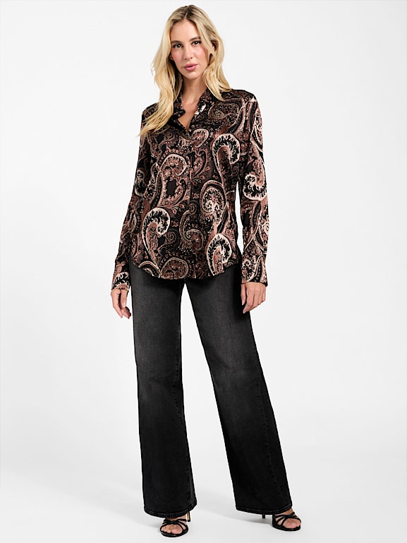 GUESS® Clarisse Paisley Burnout Oversized Shirt