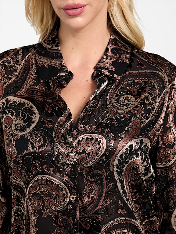 GUESS® Clarisse Paisley Burnout Oversized Shirt