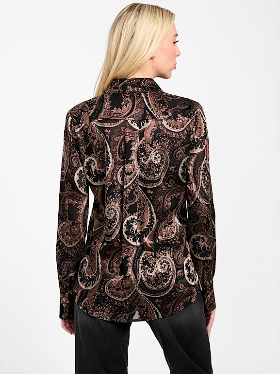 GUESS® Clarisse Paisley Burnout Oversized Shirt