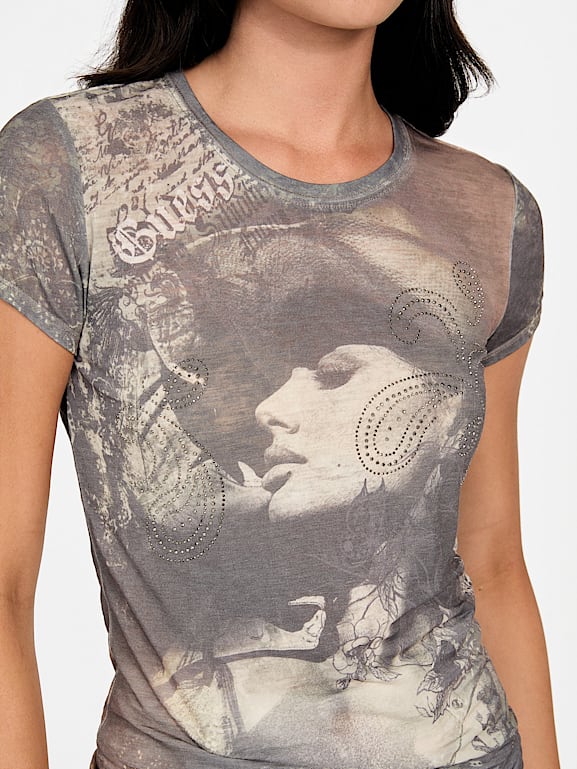 GUESS® Nostalgia Rhinestone Burnout Tee