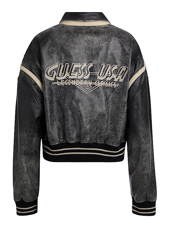 GUESS® vintage cropped leather jacket