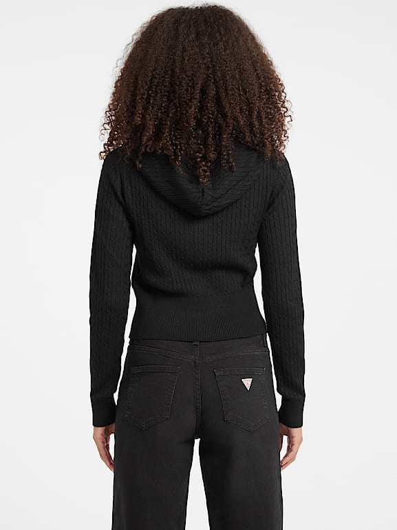 GUESS® Cable-Knit Hooded Cardigan