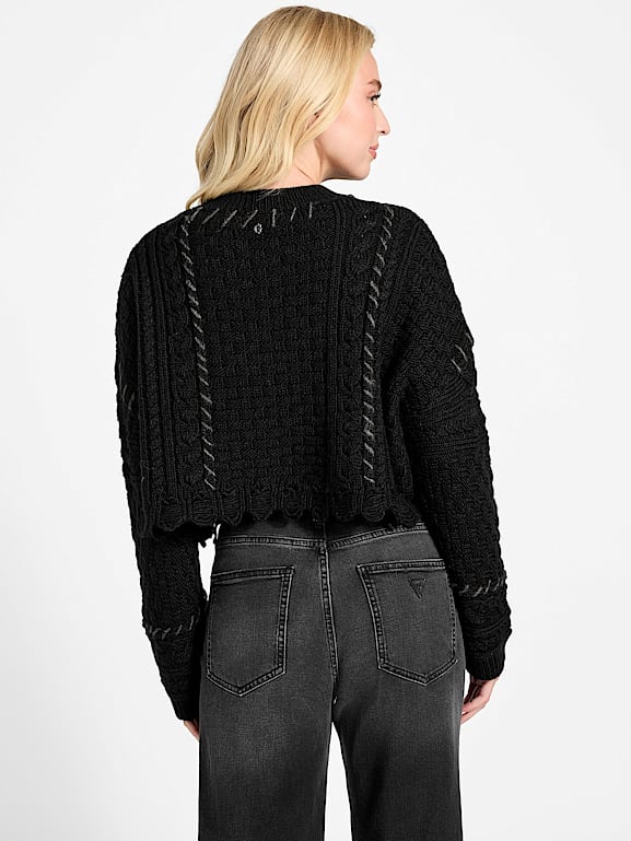GUESS® Kaori Wool-Blend Stitched Cardigan
