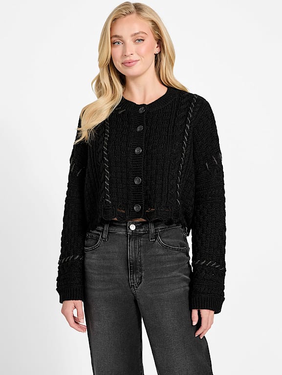 GUESS® Kaori Wool-Blend Stitched Cardigan