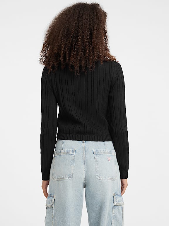 GUESS® Half-Zip Cable-Knit Crop Sweater