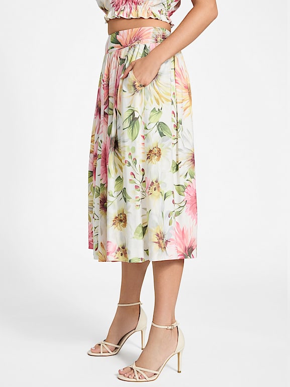 Jupe GUESS 'Gonna Donna' En Rayon Viscose - Taille S (42) - Gris Foncé - Occasion TB